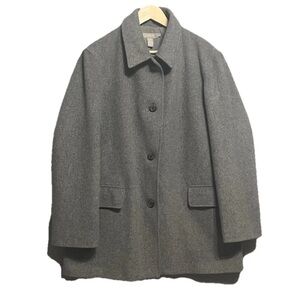J. Crew Wool Cashmere Overcoat Coat Size XL Gray Mid Length Vintage 90s